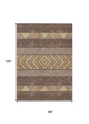 HomeRoots 5' Southwestern Area Rug in Brown, Wheat & Copper - Durable, Washable, Stylish for Indoor & Outdoor Use 8' X 10' 613894