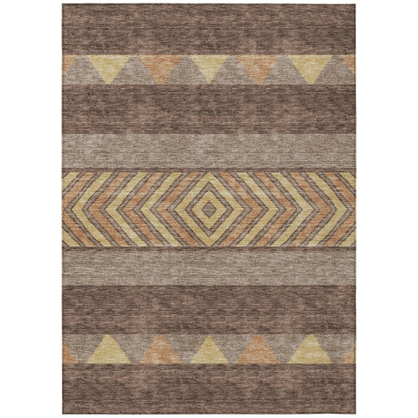 HomeRoots 5' Southwestern Area Rug in Brown, Wheat & Copper - Durable, Washable, Stylish for Indoor & Outdoor Use 8' X 10' 613894