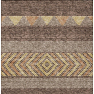 HomeRoots 5' Southwestern Area Rug in Brown, Wheat & Copper - Durable, Washable, Stylish for Indoor & Outdoor Use 8' X 10' 613894