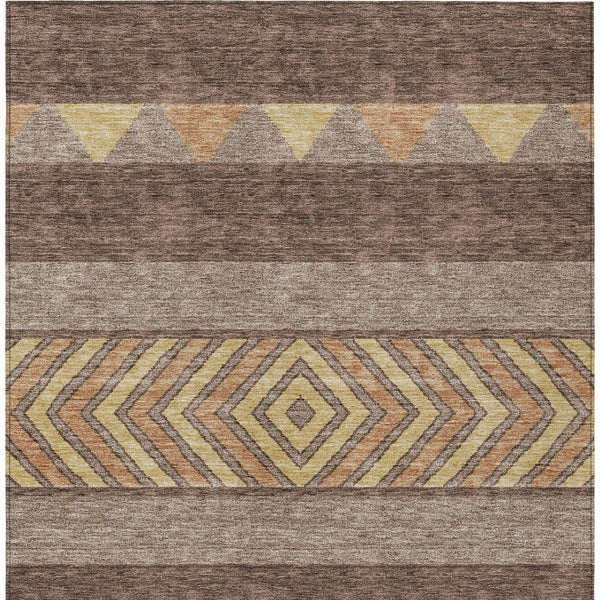 HomeRoots 5' Southwestern Area Rug in Brown, Wheat & Copper - Durable, Washable, Stylish for Indoor & Outdoor Use 8' X 10' 613894