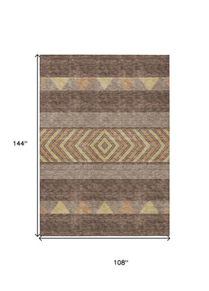 HomeRoots 5' Southwestern Area Rug in Brown, Wheat & Copper - Durable, Washable, Stylish for Indoor & Outdoor Use 9' X 12' 613895