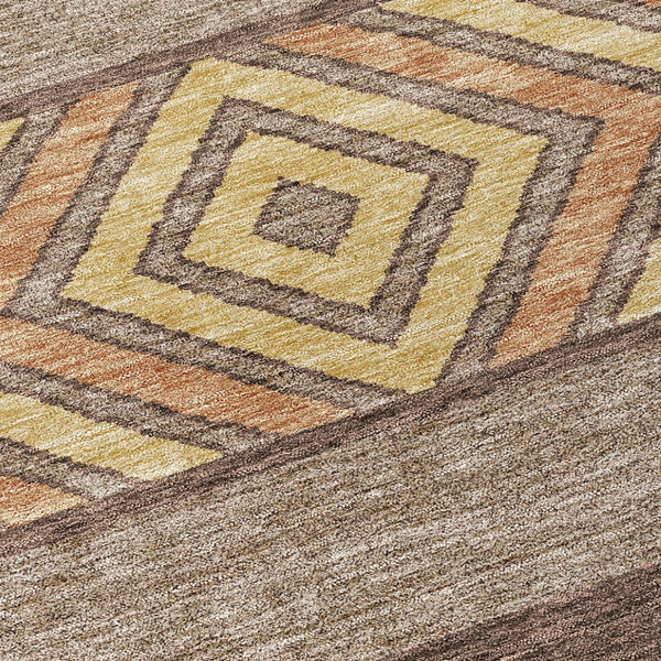 HomeRoots 5' Southwestern Area Rug in Brown, Wheat & Copper - Durable, Washable, Stylish for Indoor & Outdoor Use 9' X 12' 613895