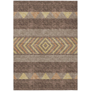 HomeRoots 5' Southwestern Area Rug in Brown, Wheat & Copper - Durable, Washable, Stylish for Indoor & Outdoor Use 10' X 14' 613896