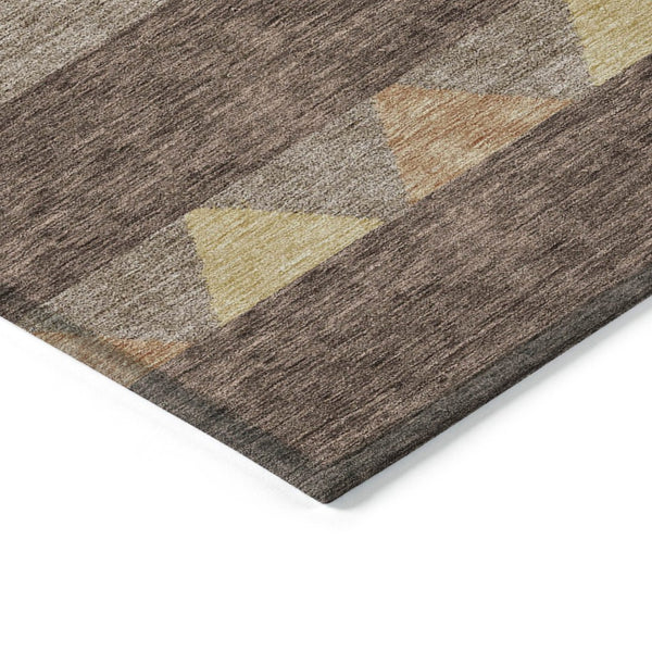 HomeRoots 5' Southwestern Area Rug in Brown, Wheat & Copper - Durable, Washable, Stylish for Indoor & Outdoor Use 10' X 14' 613896