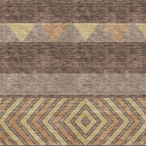 HomeRoots 5' Southwestern Area Rug in Brown, Wheat & Copper - Durable, Washable, Stylish for Indoor & Outdoor Use 10' X 14' 613896