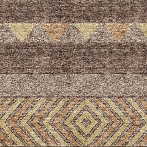 HomeRoots 5' Southwestern Area Rug in Brown, Wheat & Copper - Durable, Washable, Stylish for Indoor & Outdoor Use 10' X 14' 613896