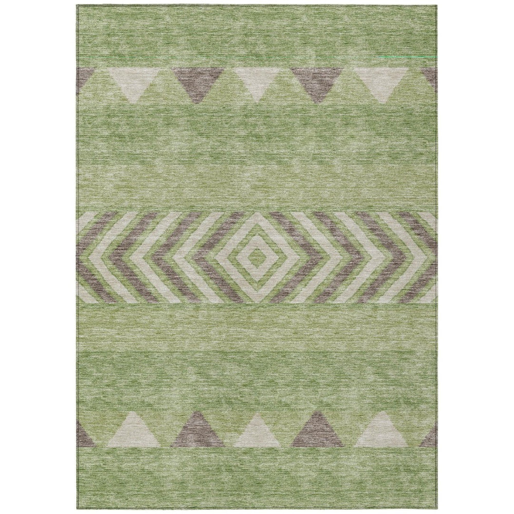 HomeRoots 5' Southwestern Indoor Outdoor Area Rug in Green, Taupe, and Ivory - Durable, Washable Design for All Spaces 5' X 8' 613898