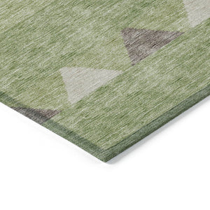 HomeRoots 5' Southwestern Indoor Outdoor Area Rug in Green, Taupe, and Ivory - Durable, Washable Design for All Spaces 5' X 8' 613898