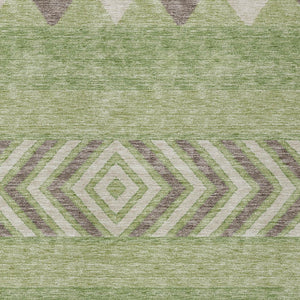 HomeRoots 5' Southwestern Indoor Outdoor Area Rug in Green, Taupe, and Ivory - Durable, Washable Design for All Spaces 5' X 8' 613898