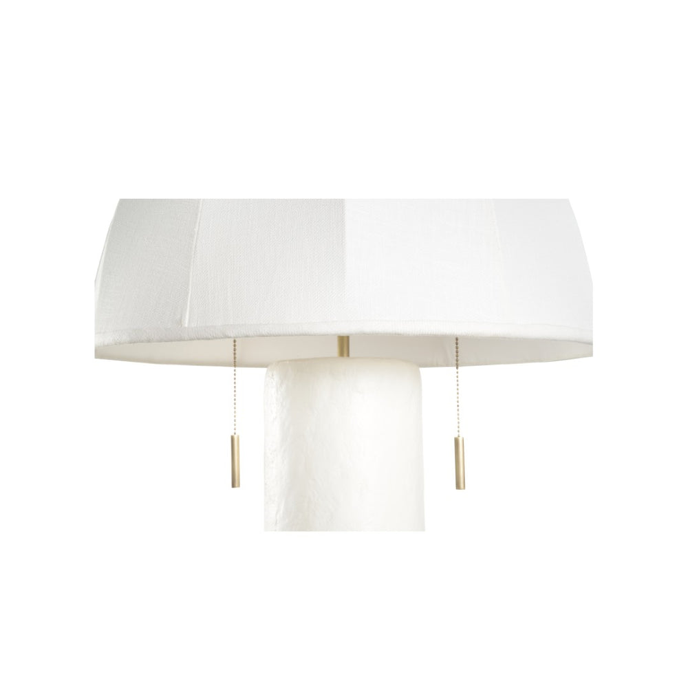 Wildwood Perruche Sculptural Table Lamp With Gesso Column, Ribbed Linen Shade & Dual Pull Chains, 28" H 61390
