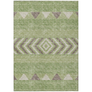 HomeRoots 5' Southwestern Indoor Outdoor Area Rug in Green, Taupe, and Ivory - Durable, Washable Design for All Spaces 8' X 10' 613900