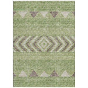 HomeRoots 5' Southwestern Indoor Outdoor Area Rug in Green, Taupe, and Ivory - Durable, Washable Design for All Spaces 8' X 10' 613900