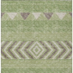 HomeRoots 5' Southwestern Indoor Outdoor Area Rug in Green, Taupe, and Ivory - Durable, Washable Design for All Spaces 9' X 12' 613901
