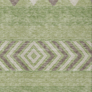 HomeRoots 5' Southwestern Indoor Outdoor Area Rug in Green, Taupe, and Ivory - Durable, Washable Design for All Spaces 9' X 12' 613901