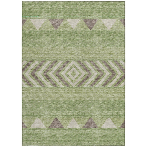 HomeRoots 5' Southwestern Indoor Outdoor Area Rug in Green, Taupe, and Ivory - Durable, Washable Design for All Spaces 10' X 14' 613902