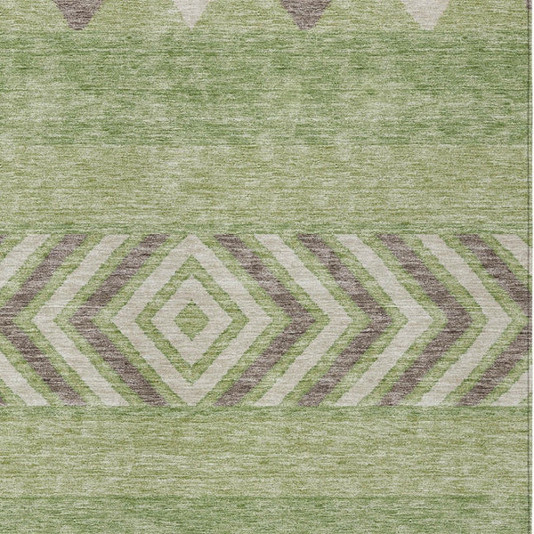 HomeRoots 5' Southwestern Indoor Outdoor Area Rug in Green, Taupe, and Ivory - Durable, Washable Design for All Spaces 10' X 14' 613902