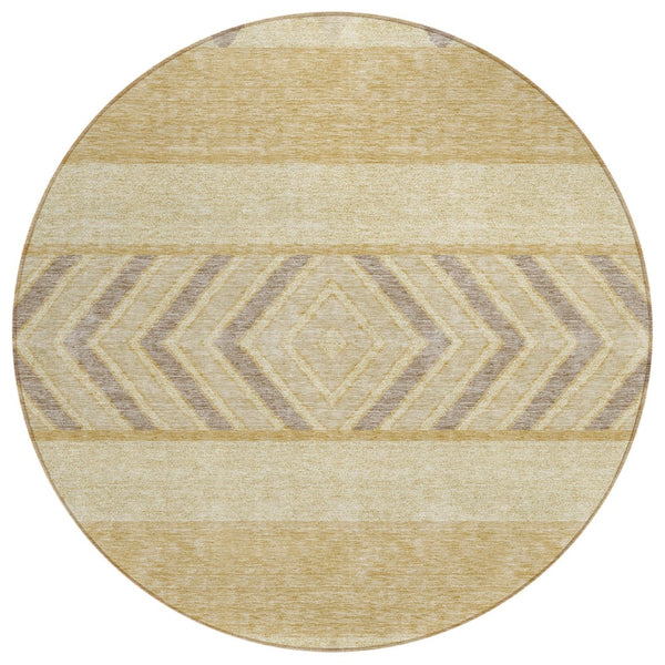 HomeRoots 5' Southwestern Area Rug - Washable, Stain-Resistant, Durable Indoor/Outdoor Design for Any Space 8' Round 613905