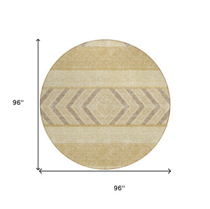 HomeRoots 5' Southwestern Area Rug - Washable, Stain-Resistant, Durable Indoor/Outdoor Design for Any Space 8' Round 613905