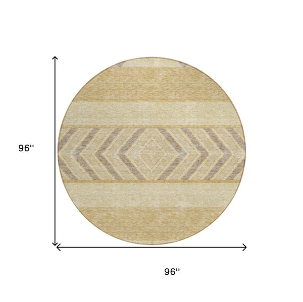 HomeRoots 5' Southwestern Area Rug - Washable, Stain-Resistant, Durable Indoor/Outdoor Design for Any Space 8' Round 613905