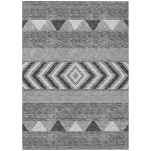 HomeRoots 5' Versatile Gray Charcoal and Silver Southwestern Indoor Outdoor Area Rug for Stylish Living Spaces 5' X 8' 613910