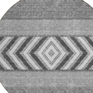 HomeRoots 5' Versatile Gray Charcoal and Silver Southwestern Indoor Outdoor Area Rug for Stylish Living Spaces 8' Round 613911