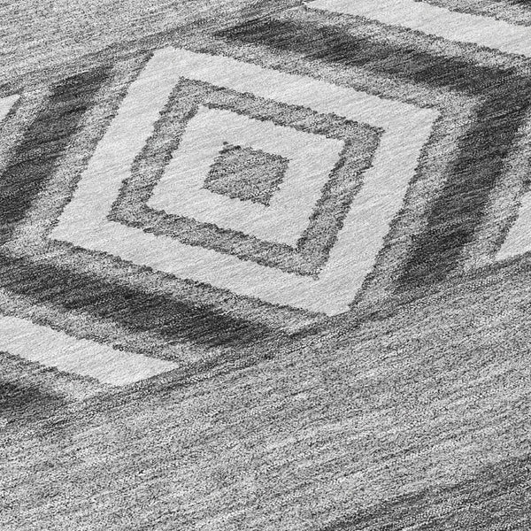 HomeRoots 5' Versatile Gray Charcoal and Silver Southwestern Indoor Outdoor Area Rug for Stylish Living Spaces 8' Round 613911
