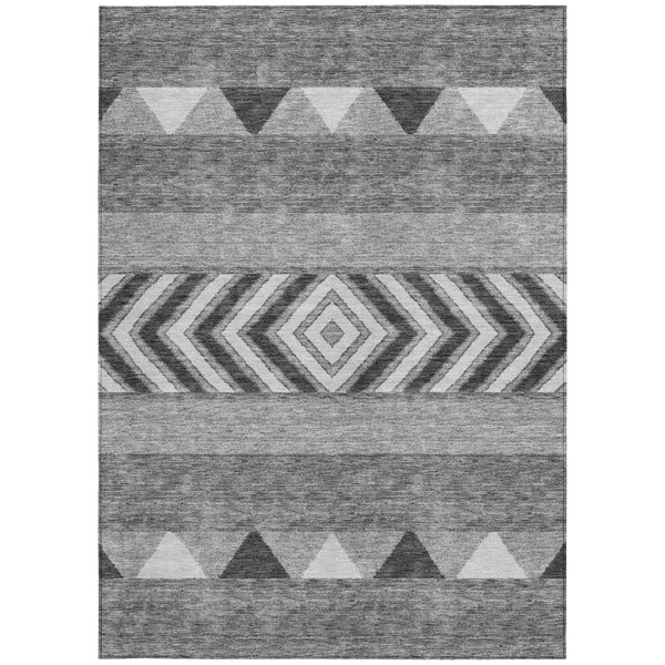 HomeRoots 5' Versatile Gray Charcoal and Silver Southwestern Indoor Outdoor Area Rug for Stylish Living Spaces 8' X 10' 613912