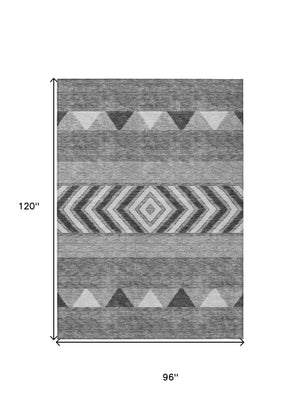 HomeRoots 5' Versatile Gray Charcoal and Silver Southwestern Indoor Outdoor Area Rug for Stylish Living Spaces 8' X 10' 613912