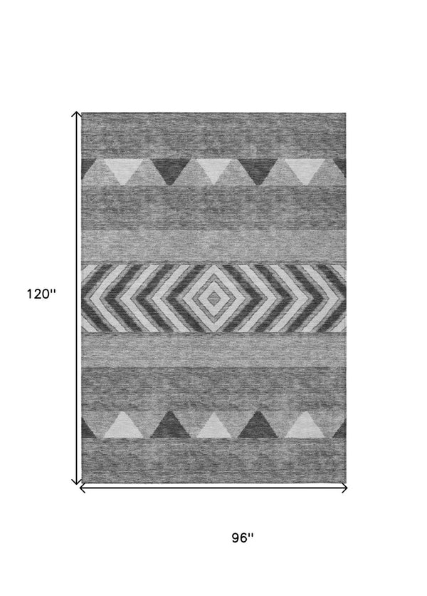 HomeRoots 5' Versatile Gray Charcoal and Silver Southwestern Indoor Outdoor Area Rug for Stylish Living Spaces 8' X 10' 613912