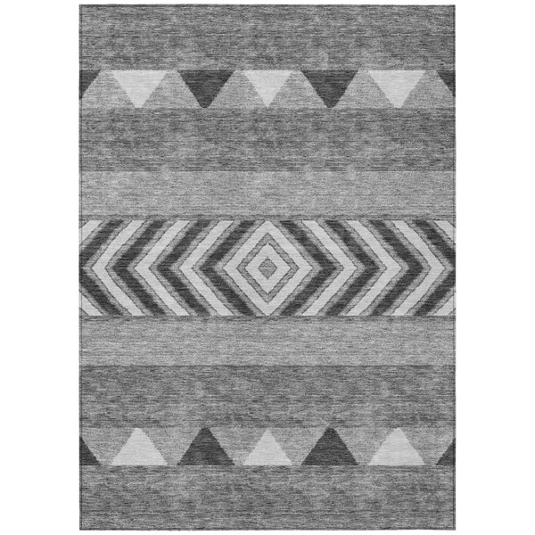 HomeRoots 5' Versatile Gray Charcoal and Silver Southwestern Indoor Outdoor Area Rug for Stylish Living Spaces 8' X 10' 613912