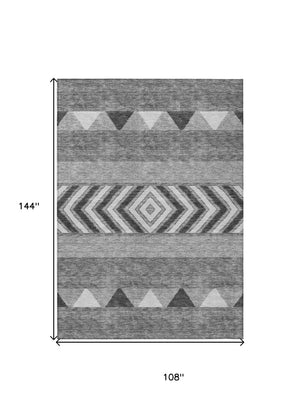 HomeRoots 5' Versatile Gray Charcoal and Silver Southwestern Indoor Outdoor Area Rug for Stylish Living Spaces 9' X 12' 613913
