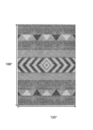 HomeRoots 5' Versatile Gray Charcoal and Silver Southwestern Indoor Outdoor Area Rug for Stylish Living Spaces 10' X 14' 613914