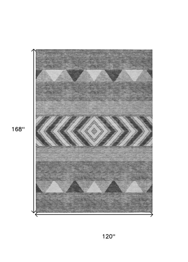 HomeRoots 5' Versatile Gray Charcoal and Silver Southwestern Indoor Outdoor Area Rug for Stylish Living Spaces 10' X 14' 613914