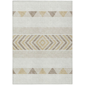 HomeRoots 5' Southwestern Indoor Outdoor Area Rug – Stylish Ivory, Beige & Taupe Design, Machine Washable, Durable 5' X 8' 613916