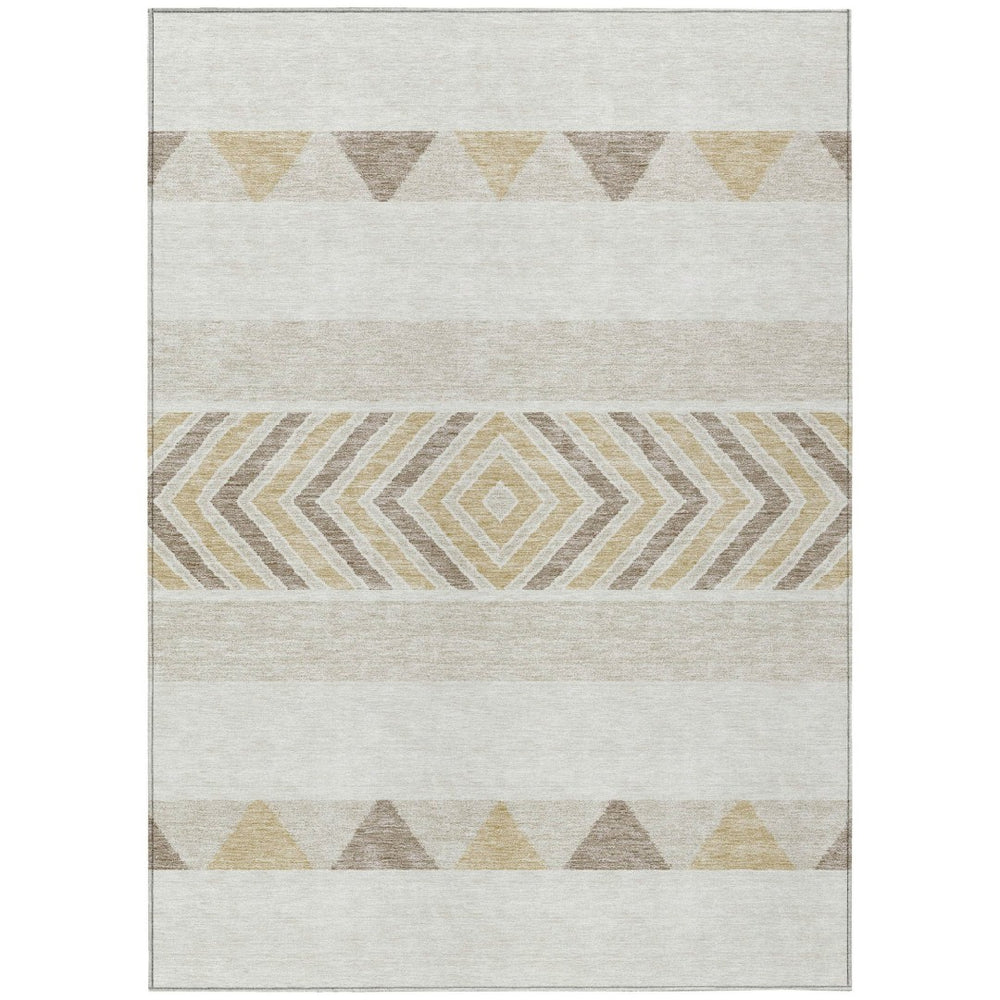 HomeRoots 5' Southwestern Indoor Outdoor Area Rug – Stylish Ivory, Beige & Taupe Design, Machine Washable, Durable 8' X 10' 613918