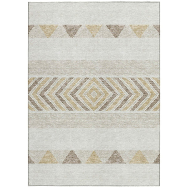 HomeRoots 5' Southwestern Indoor Outdoor Area Rug – Stylish Ivory, Beige & Taupe Design, Machine Washable, Durable 9' X 12' 613919