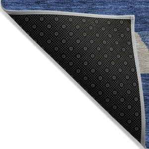 HomeRoots 5' Southwestern-Inspired Indoor/Outdoor Area Rug in Navy Blue, Ivory & Beige – Machine Washable! 5' X 8' 613928