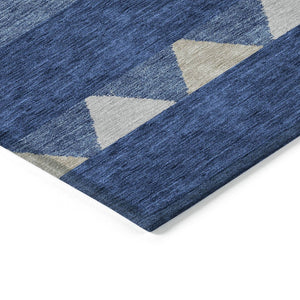 HomeRoots 5' Southwestern-Inspired Indoor/Outdoor Area Rug in Navy Blue, Ivory & Beige – Machine Washable! 10' X 14' 613932