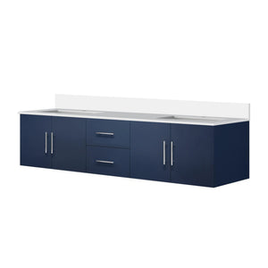 English Elm Navy Double Bath Vanity 80" W x 22" D with White Quartz Top, Solid Wood, Soft-Close Storage, Scratch-Resistant B2731P258729