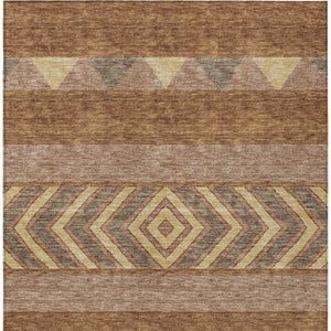 HomeRoots 5' Durable Southwestern Area Rug in Orange, Wheat & Taupe – Stylish, Washable Indoor/Outdoor Accent 5' X 8' 613940