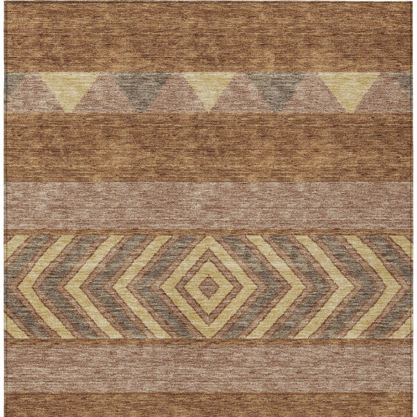 HomeRoots 5' Durable Southwestern Area Rug in Orange, Wheat & Taupe – Stylish, Washable Indoor/Outdoor Accent 5' X 8' 613940
