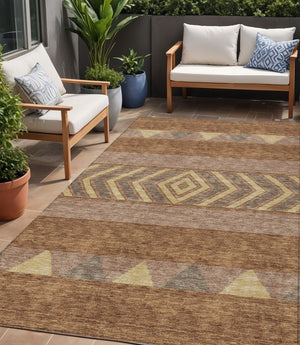 HomeRoots 5' Durable Southwestern Area Rug in Orange, Wheat & Taupe – Stylish, Washable Indoor/Outdoor Accent 5' X 8' 613940