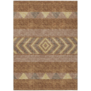 HomeRoots 5' Durable Southwestern Area Rug in Orange, Wheat & Taupe – Stylish, Washable Indoor/Outdoor Accent 5' X 8' 613940