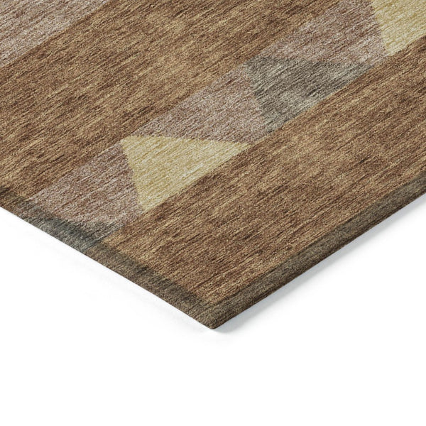 HomeRoots 5' Durable Southwestern Area Rug in Orange, Wheat & Taupe – Stylish, Washable Indoor/Outdoor Accent 5' X 8' 613940