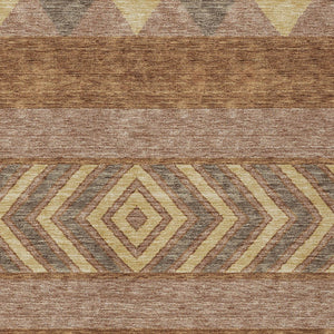HomeRoots 5' Durable Southwestern Area Rug in Orange, Wheat & Taupe – Stylish, Washable Indoor/Outdoor Accent 5' X 8' 613940