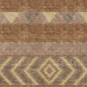 HomeRoots 5' Durable Southwestern Area Rug in Orange, Wheat & Taupe – Stylish, Washable Indoor/Outdoor Accent 8' X 10' 613942