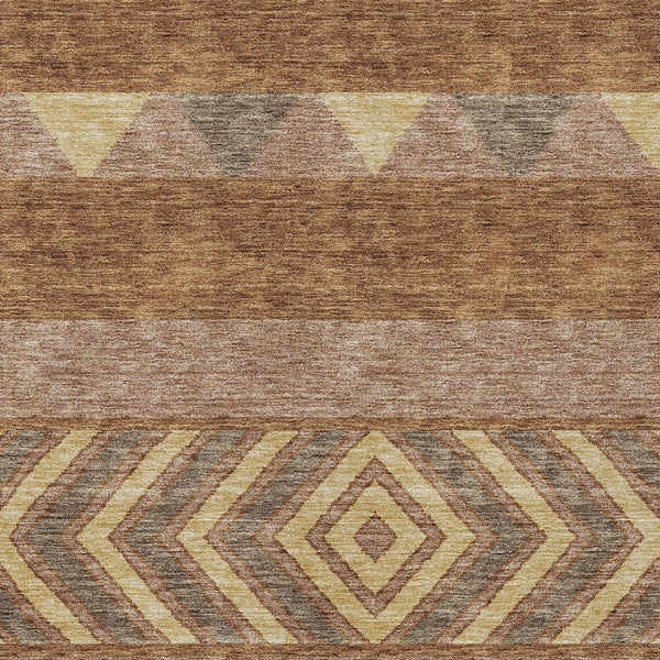 HomeRoots 5' Durable Southwestern Area Rug in Orange, Wheat & Taupe – Stylish, Washable Indoor/Outdoor Accent 8' X 10' 613942