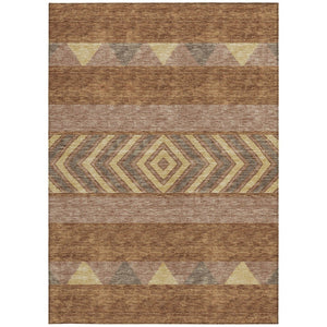 HomeRoots 5' Durable Southwestern Area Rug in Orange, Wheat & Taupe – Stylish, Washable Indoor/Outdoor Accent 9' X 12' 613943