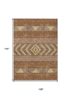 HomeRoots 5' Durable Southwestern Area Rug in Orange, Wheat & Taupe – Stylish, Washable Indoor/Outdoor Accent 9' X 12' 613943
