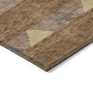 HomeRoots 5' Durable Southwestern Area Rug in Orange, Wheat & Taupe – Stylish, Washable Indoor/Outdoor Accent 9' X 12' 613943